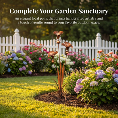 🏡 Three Calla Lilies Garden Stake with Bells
