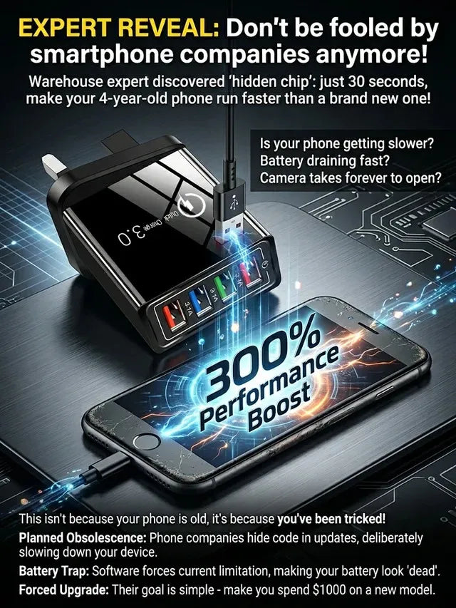 Four-Port Travel Charger for Extended Phone Battery Life