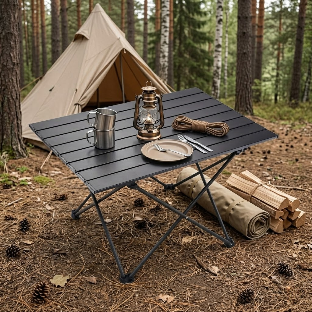 New Black Folding Table