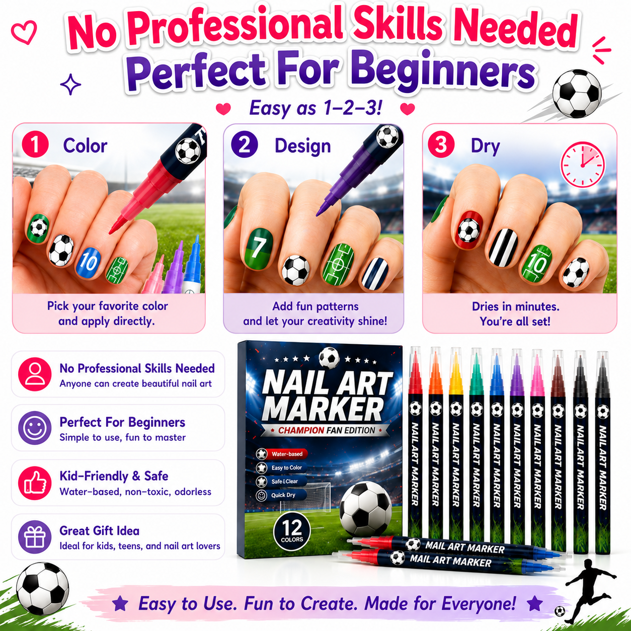 🔥Last Chance: 49% OFF🔥12-Color Fan-Themed Nail Art Pens – Precision DIY Manicure