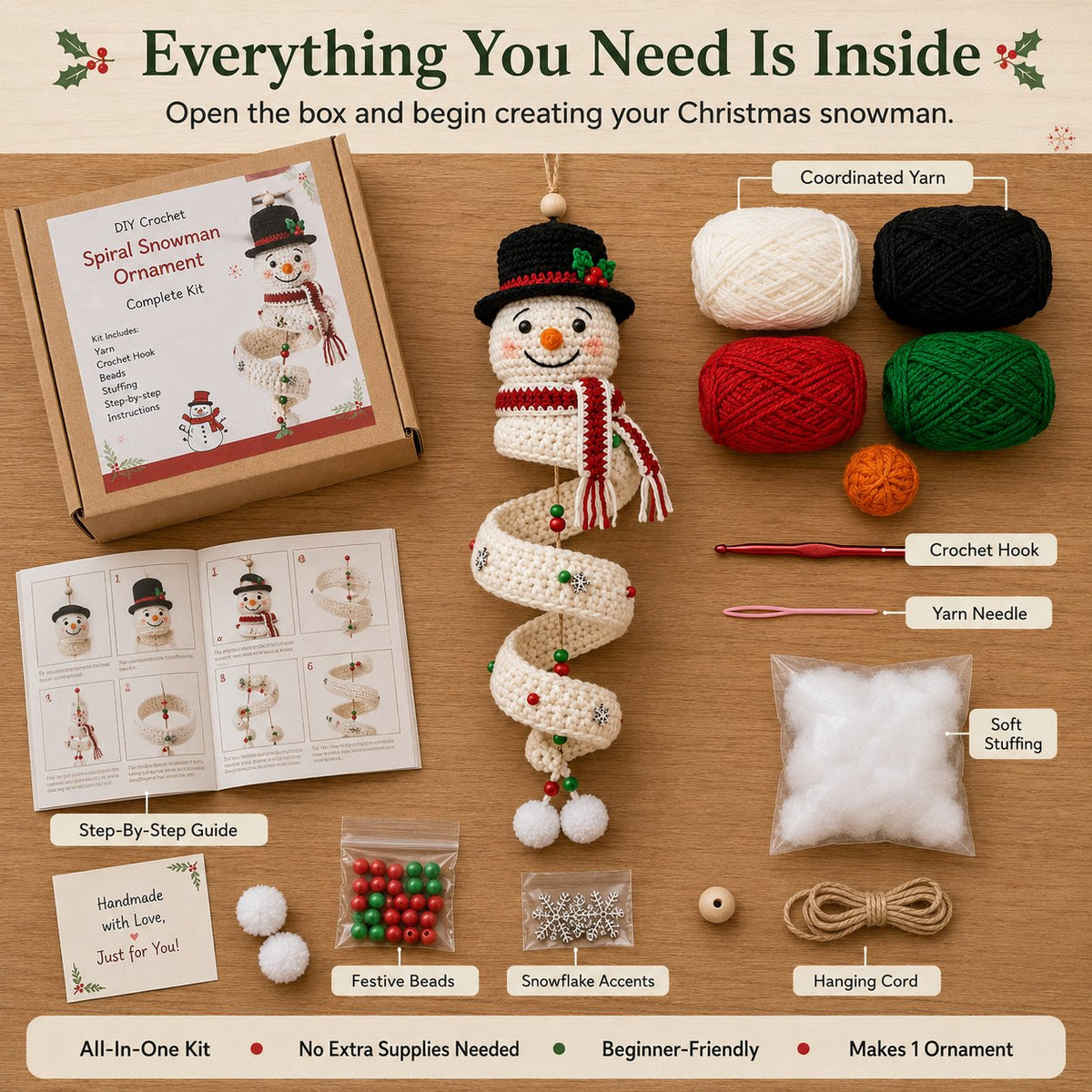 🔥Last Day 50% OFF - 🎅Crochet Snowman Spiral Oranment DIY Kit