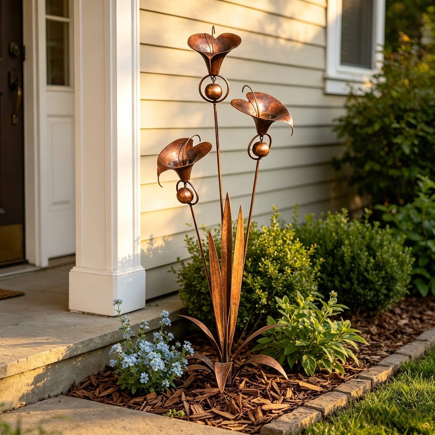 🏡 Three Calla Lilies Garden Stake with Bells