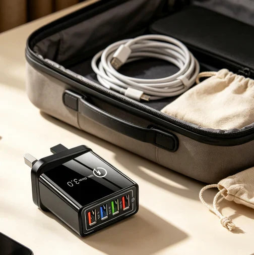 ⚡️Secret to Faster Phone Performance⚡️Four-Port Travel Charger for Extended Phone Battery Life