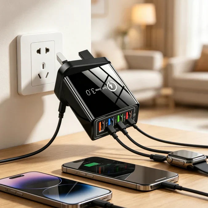 ⚡️Secret to Faster Phone Performance⚡️Four-Port Travel Charger for Extended Phone Battery Life