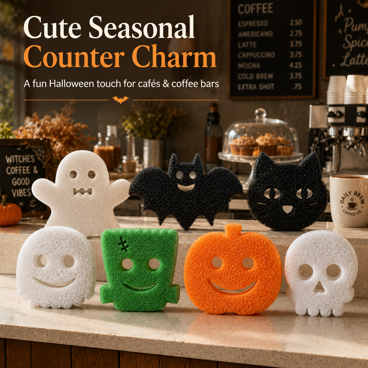 Seven-In-One！Halloween atmosphere cleaning sponge Now current discount is 30%
