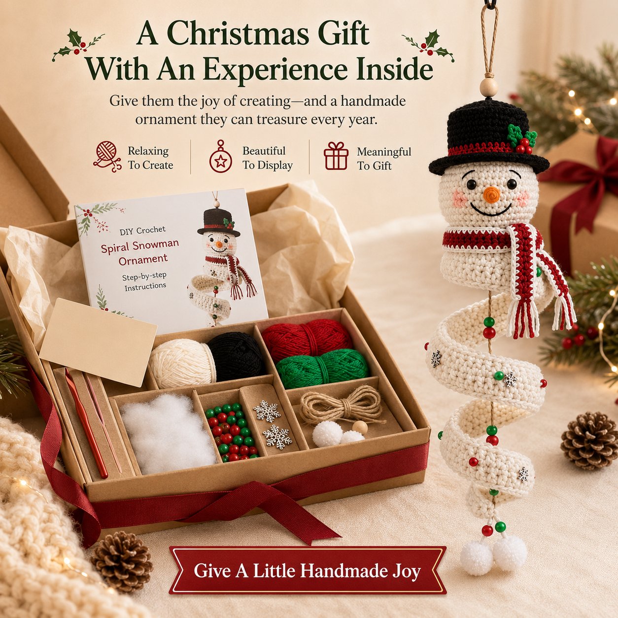 🔥Last Day 50% OFF - 🎅Crochet Snowman Spiral Oranment DIY Kit