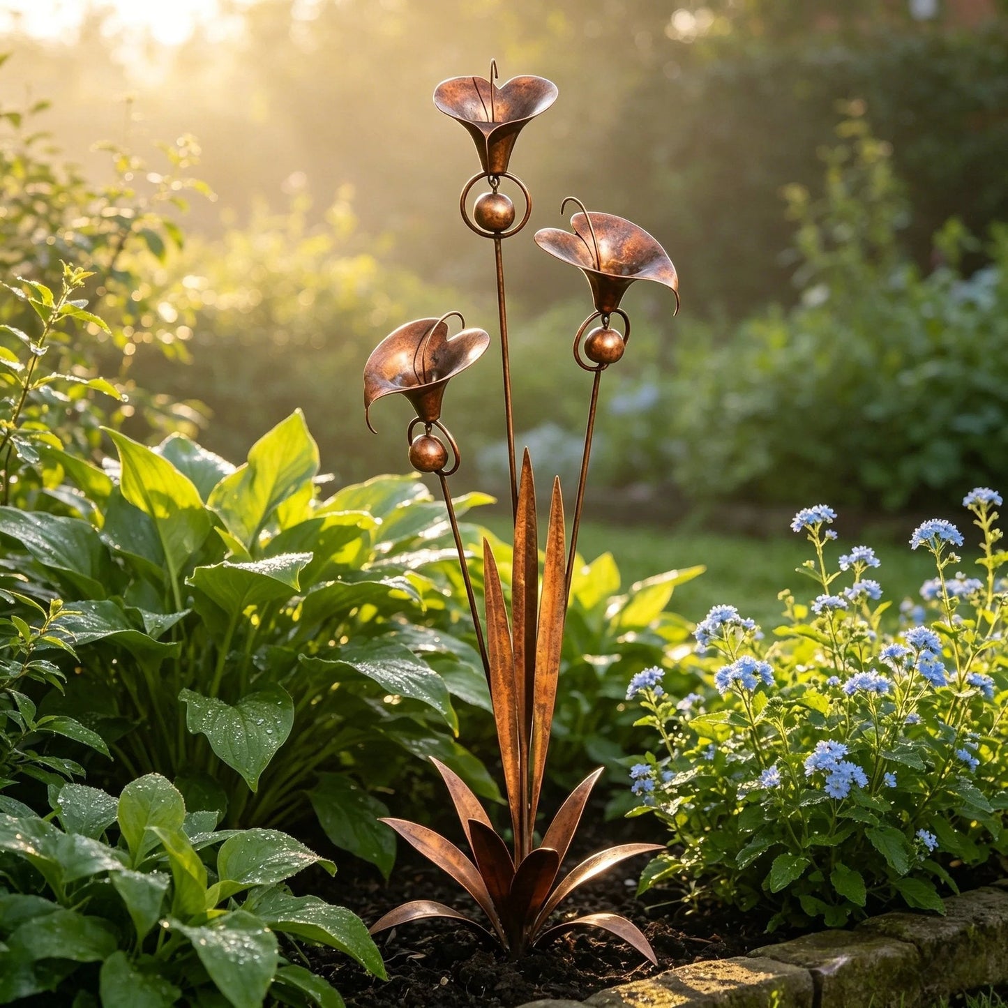 🏡 Three Calla Lilies Garden Stake with Bells